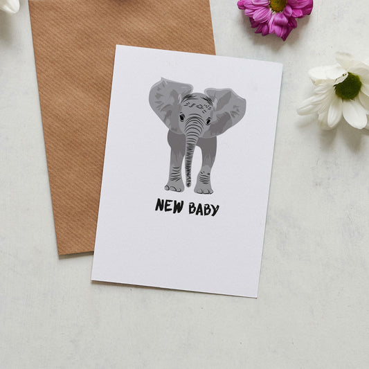 New Baby Elephant Greeting Card By Lorna Syson
