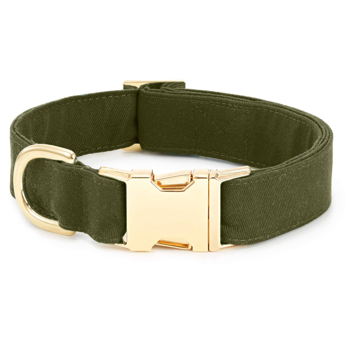 Olive Dog Collar With Gold Hardware - The Foggy Dog