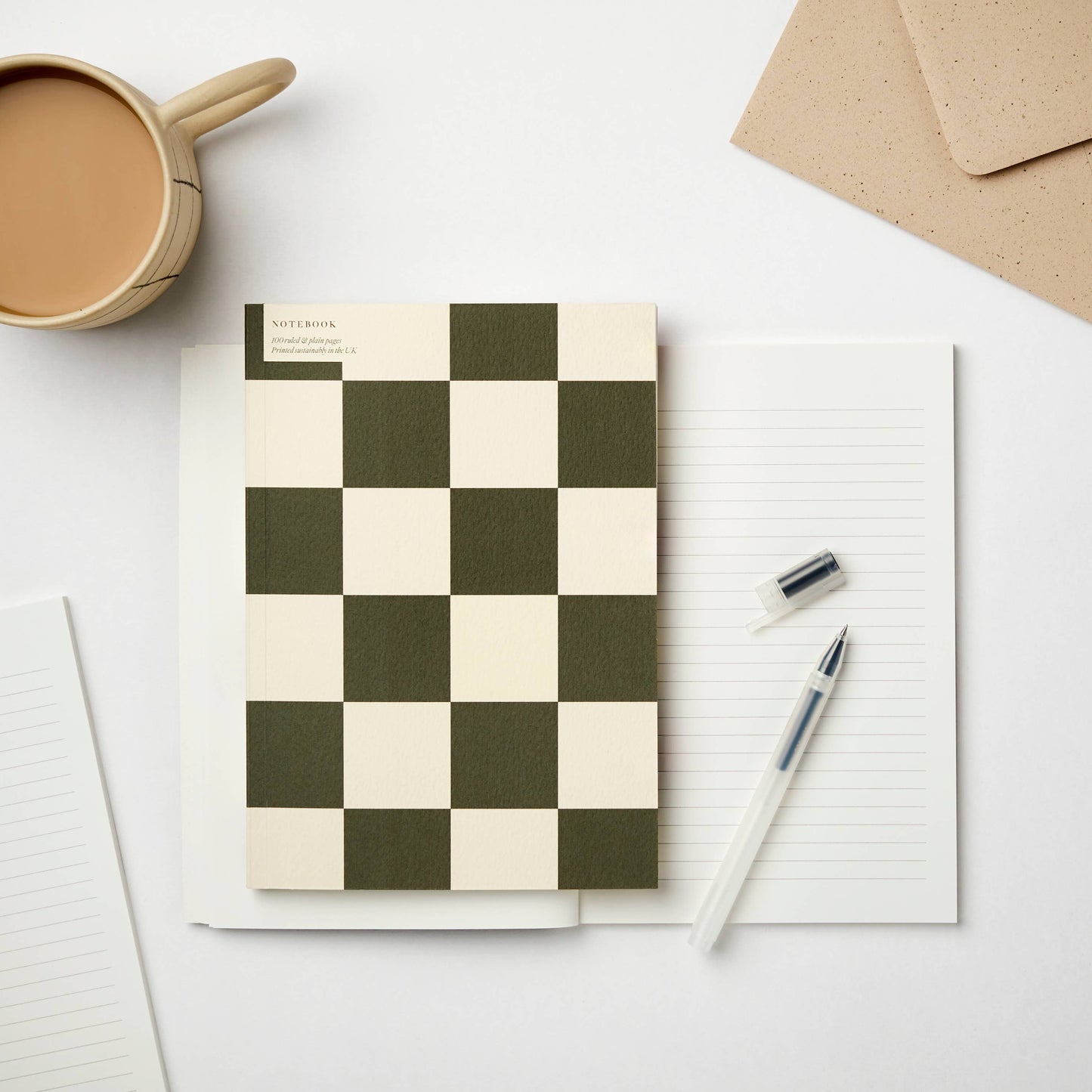 Checkerboard Green Notebook By Kinshipped