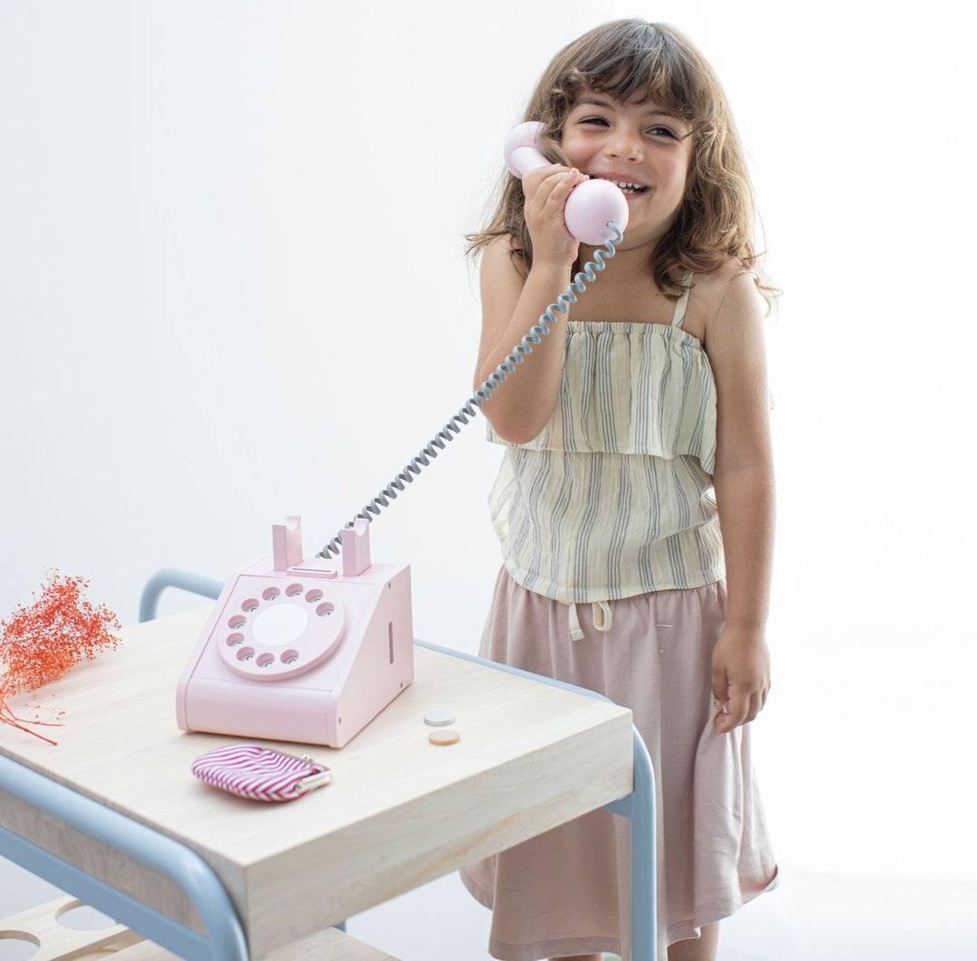 Wooden Telephone - Pink