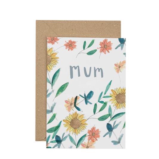 Sunflower Mum Greetings Card By Plewsy