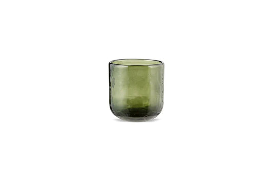 Irda Glass Tealight Holder in Dark Emerald By Nkuku