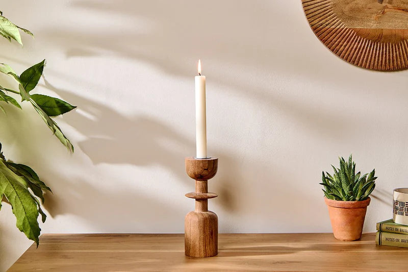 Sibu Acacia Wood Candle Holder By Nkuku