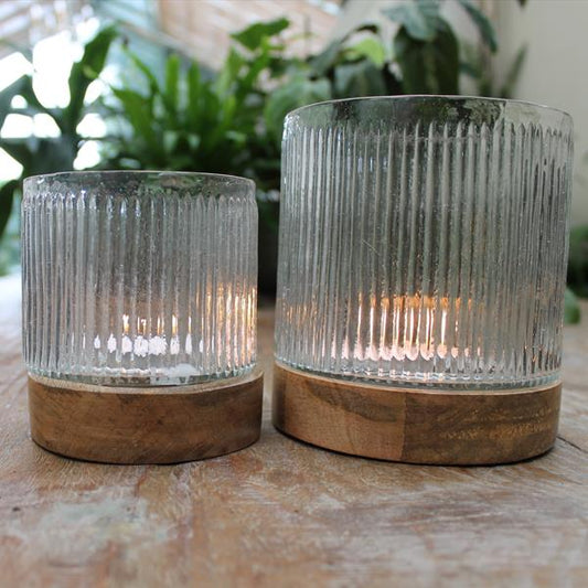 Small Ribbed Hurricane Candle Holder