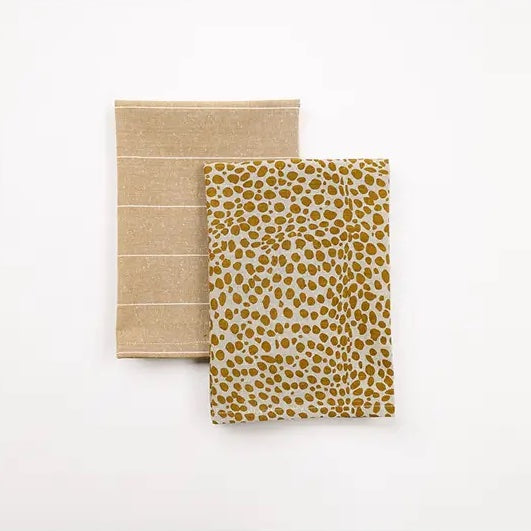 Mustard Cheetah Print Tea Towel Pack